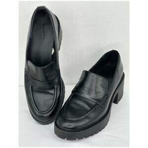 Universal Threads Black/ Maisy Memory Foam Chunky Heel Penny Loafers 9 1/2